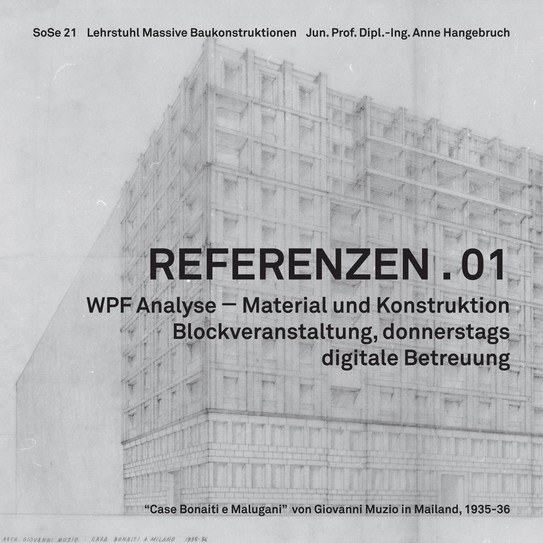 Perspektivische Zeichnung der Case Bonaiti e Malugani in Mailand von Giovanni Muzzio